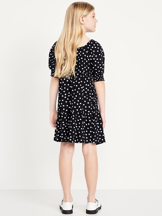 View large product image 2 of 3. Short-Sleeve Crinkle Crepe Swing Dress for Girls