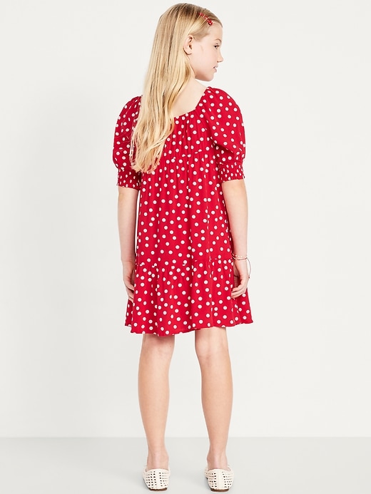 View large product image 2 of 3. Short-Sleeve Crinkle Crepe Swing Dress for Girls