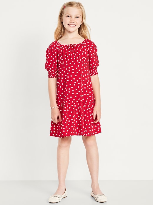 View large product image 1 of 3. Short-Sleeve Crinkle Crepe Swing Dress for Girls