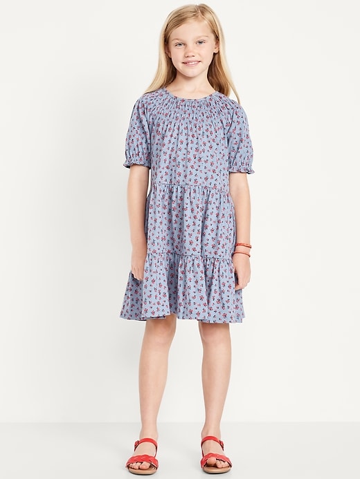 View large product image 1 of 3. Printed Short-Sleeve Swing Dress for Girls