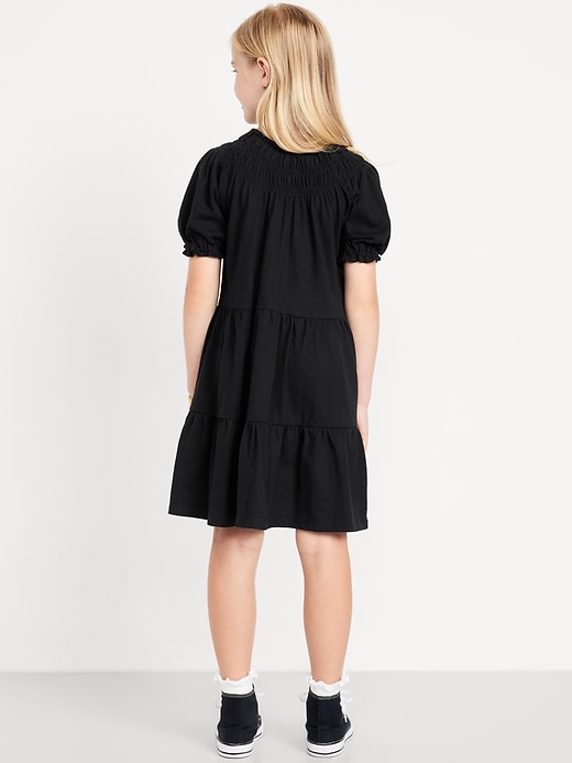 View large product image 2 of 3. Short Puff-Sleeve Tiered Swing Dress for Girls