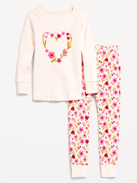 Printed Snug-Fit Pajama Set for Toddler & Baby - Pink