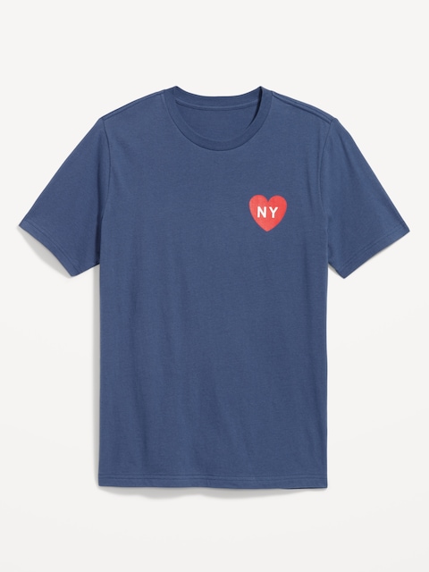 T-shirt ras du cou à imprimé - Bleu