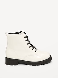 View large product image 3 of 4. Faux-Leather Side-Zip Combat Boots for Girls