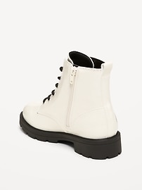 View large product image 4 of 4. Faux-Leather Side-Zip Combat Boots for Girls