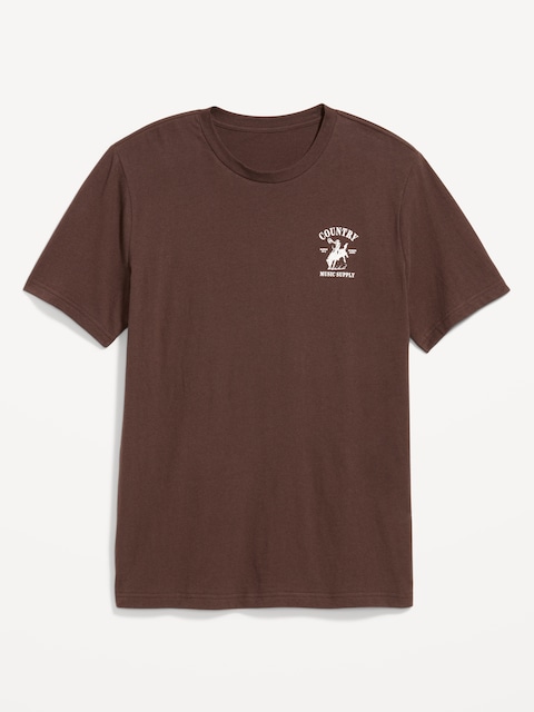 T-shirt ras du cou à imprimé - Brun