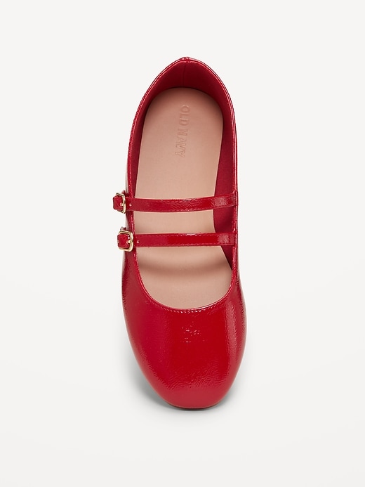 Image number 2 showing, Strappy Shiny Faux-Leather Ballet Flats for Girls