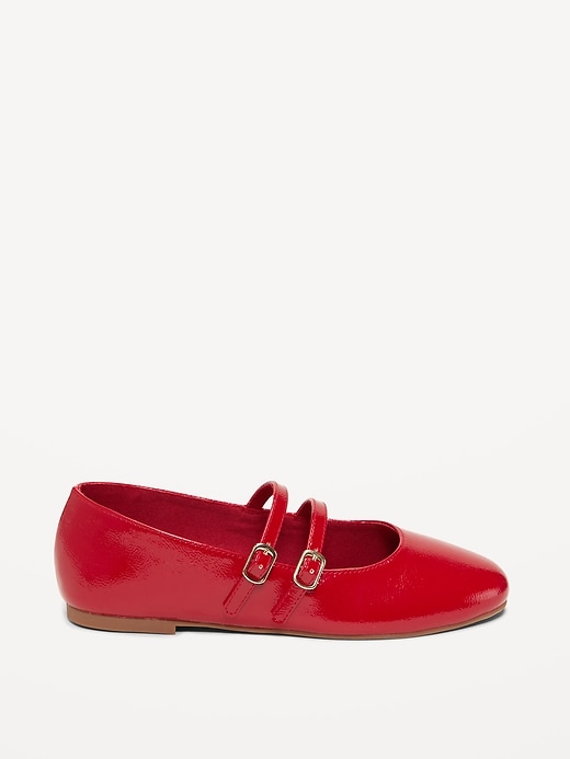 Image number 3 showing, Strappy Shiny Faux-Leather Ballet Flats for Girls