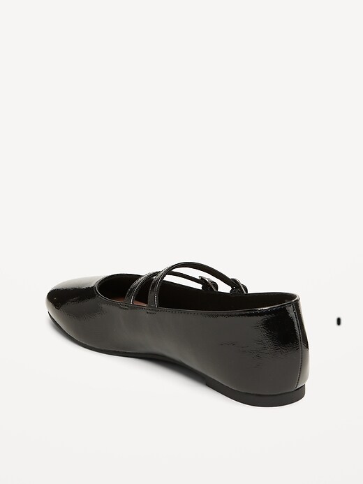Image number 4 showing, Strappy Shiny Faux-Leather Ballet Flats for Girls