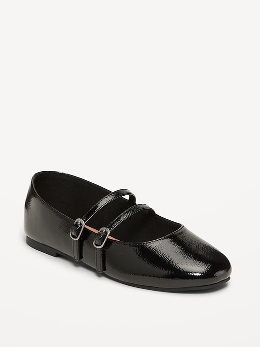 Image number 1 showing, Strappy Shiny Faux-Leather Ballet Flats for Girls