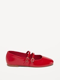 Image number 3 showing, Strappy Shiny Faux-Leather Ballet Flats for Girls