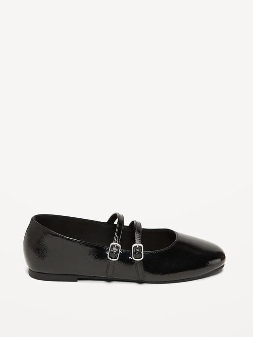 Image number 3 showing, Strappy Shiny Faux-Leather Ballet Flats for Girls
