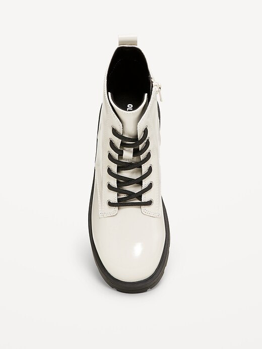 View large product image 2 of 4. Faux-Leather Side-Zip Combat Boots for Girls