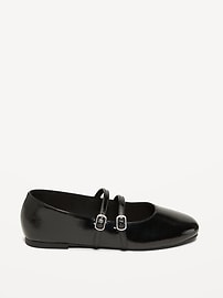 Image number 3 showing, Strappy Shiny Faux-Leather Ballet Flats for Girls