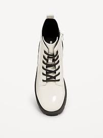 Image number 2 showing, Faux-Leather Side-Zip Combat Boots for Girls