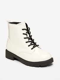 Image number 1 showing, Faux-Leather Side-Zip Combat Boots for Girls