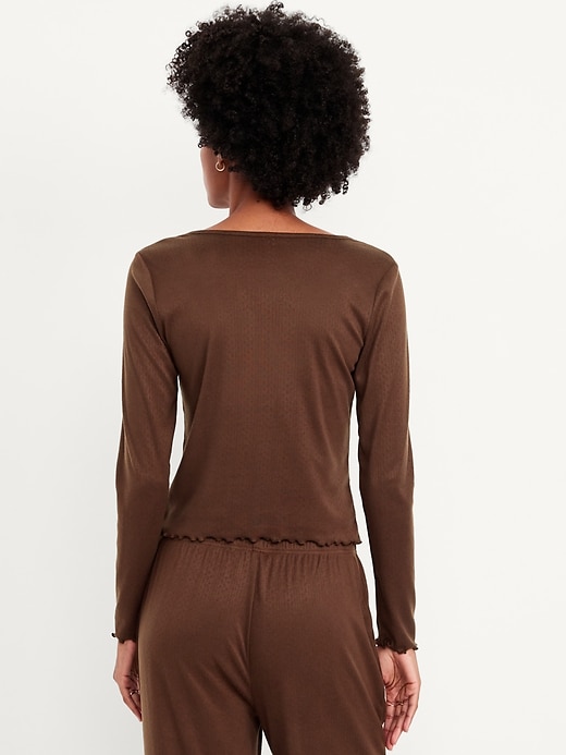 Image number 2 showing, Cozy Lettuce-Edge Pajama Top