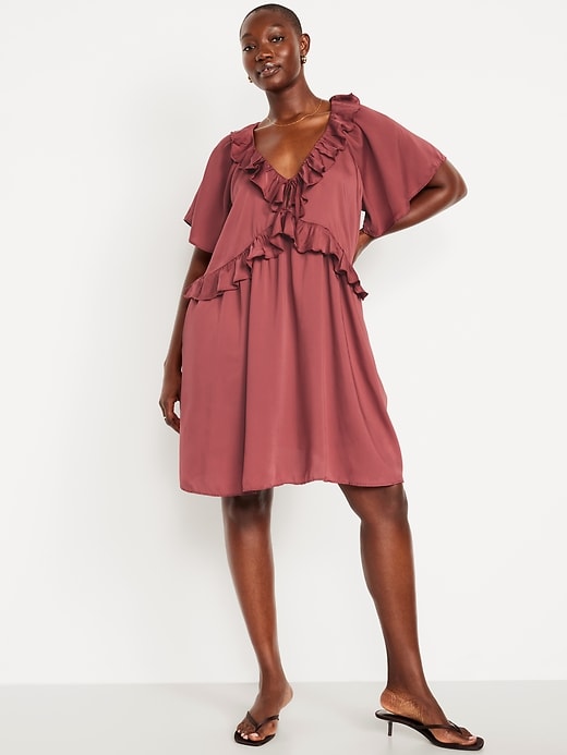 Image number 4 showing, Satin Ruffle Mini Dress