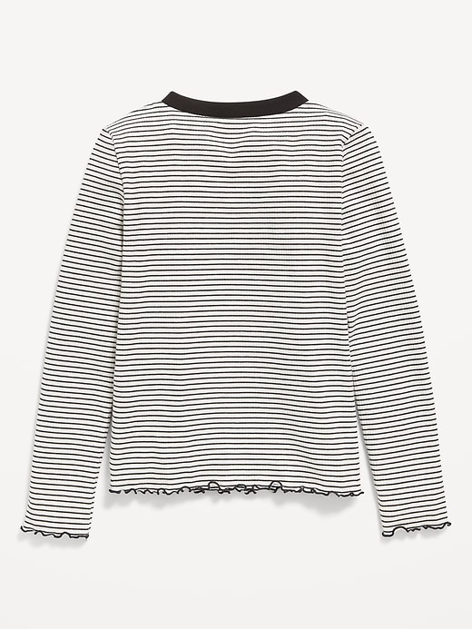 Image number 2 showing, Printed Long-Sleeve Fitted Ringer Top for Girls