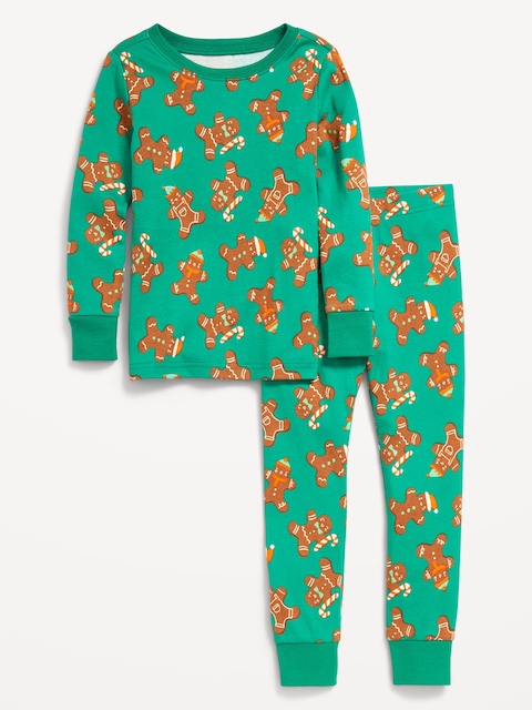 Printed Snug-Fit Pajama Set for Toddler & Baby - Gingerbread Man