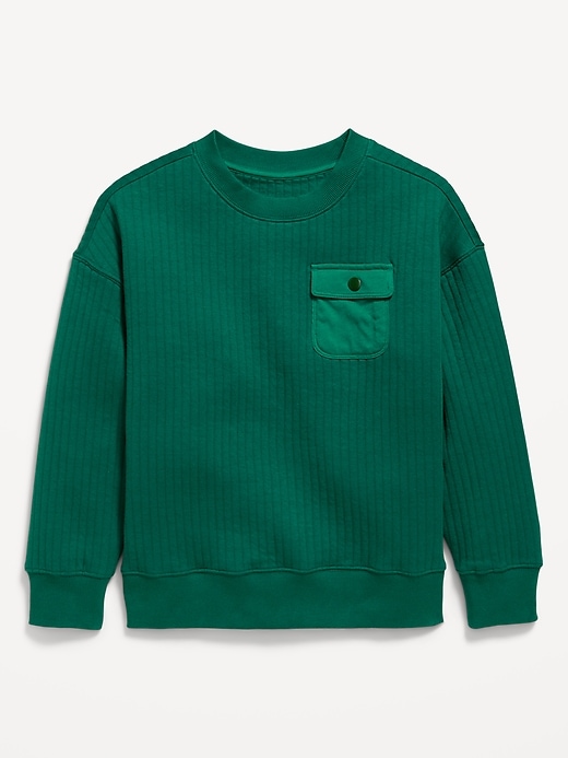Image number 1 showing, Oversized Quilted Utility Pocket Sweatshirt for Boys