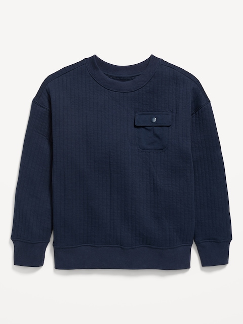 Oversized Quilted Utility Pocket Sweatshirt for Boys