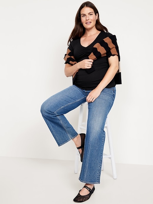 Image number 7 showing, Maternity V-Neck Elbow-Sleeve Top