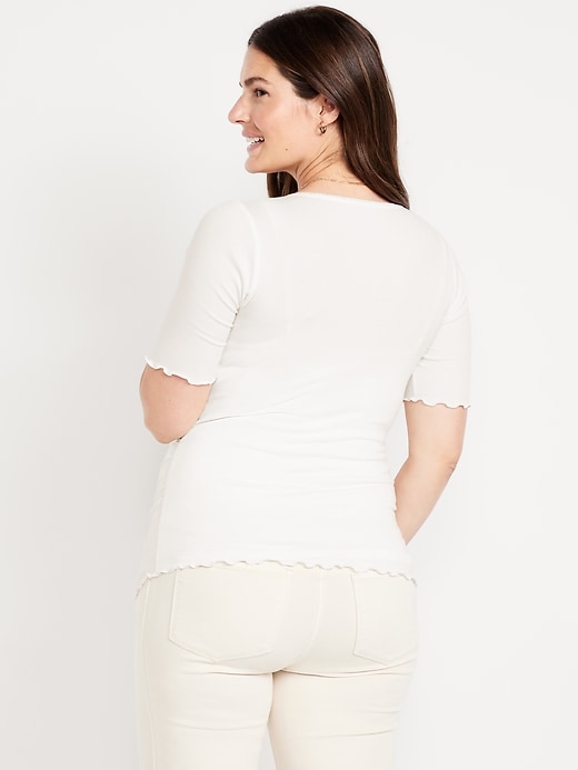 Image number 2 showing, Maternity V-Neck Elbow-Sleeve Top