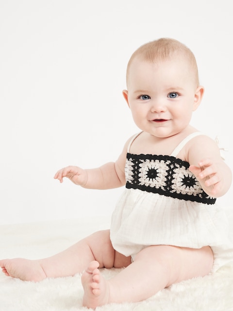 Sleeveless Double-Weave One-Piece Romper for Baby
