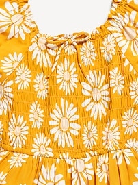 View large product image 4 of 4. Printed Puff-Sleeve Smocked Dress for Girls