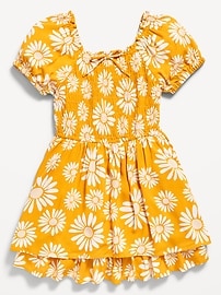 View large product image 3 of 4. Printed Puff-Sleeve Smocked Dress for Girls