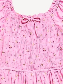 View large product image 4 of 4. Printed Puff-Sleeve Smocked Dress for Girls