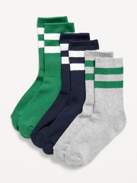 Chaussettes tube rayées pour garçon (paquet de 3 paires) - Rayures Vertes