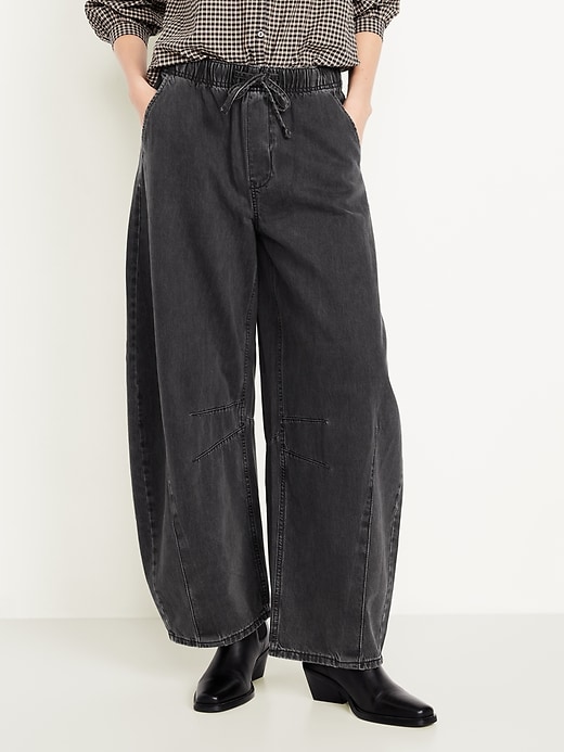 Image number 2 showing, High-Waisted Pull-On Barrel Jeans