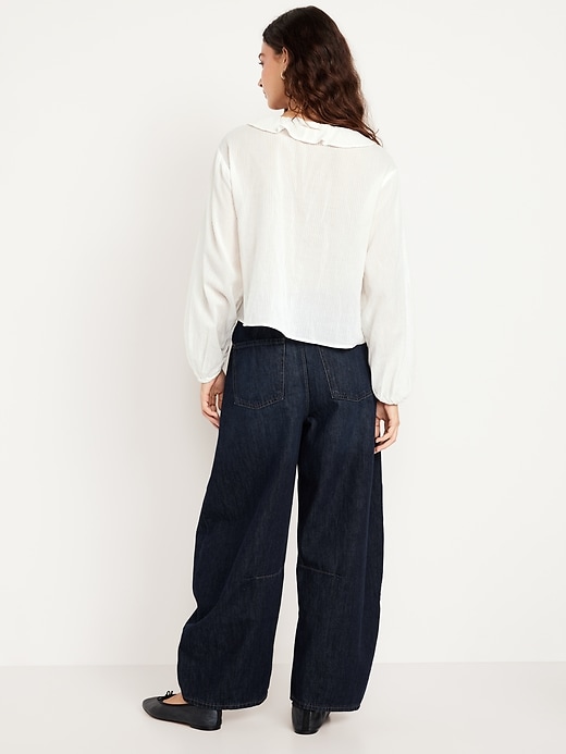 Image number 6 showing, High-Waisted Pull-On Barrel Jeans