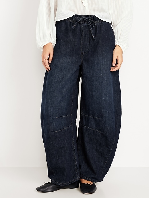 Image number 5 showing, High-Waisted Pull-On Barrel Jeans