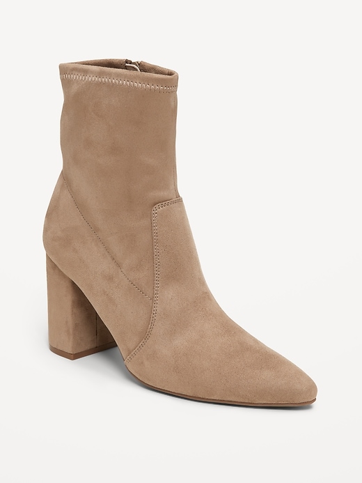 Image number 1 showing, Faux-Suede Heeled Boots for Women