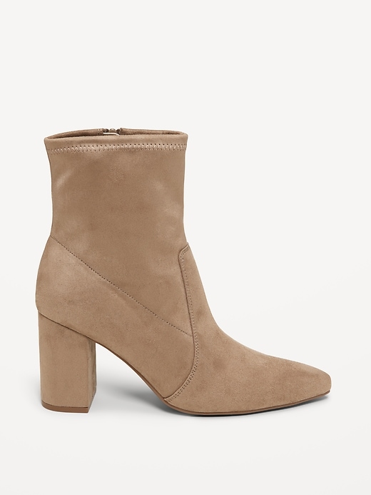 Image number 4 showing, Faux-Suede Heeled Boots for Women