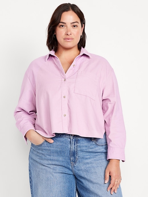 Image number 7 showing, Cropped Button-Down Corduroy Shirt