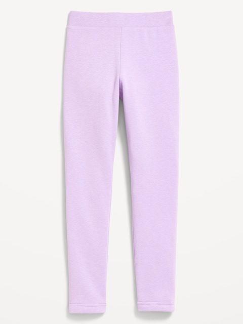 Legging long en molleton à taille haute pour fille - Sauge