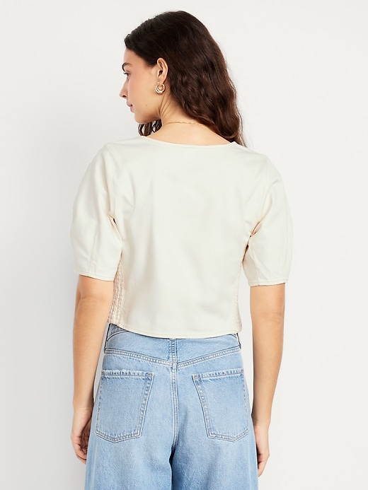 Image number 2 showing, Square-Neck Seamed Denim Top