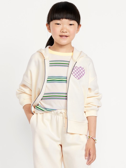Favorite Fleece Printed Zip-Front Hoodie for Girls - White
