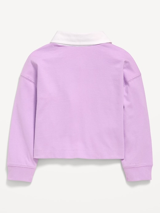 Image number 3 showing, Long-Sleeve Cropped Polo Top for Toddler Girls