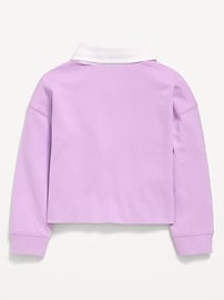 Image number 3 showing, Long-Sleeve Cropped Polo Top for Toddler Girls