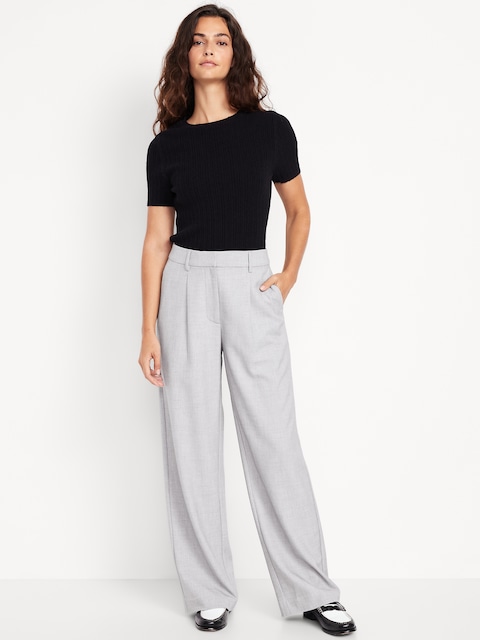 Pantalon de tailleur Taylor à taille très haute et à jambe large - Gris