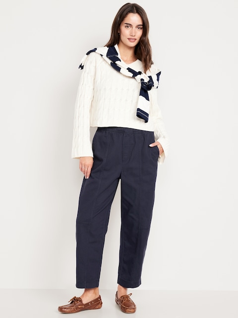 High-Waisted Barrel Ankle Pants - Navy Captain