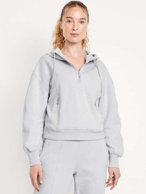 Dynamic Fleece Half-Zip Hoodie Sweatshirt - Gray