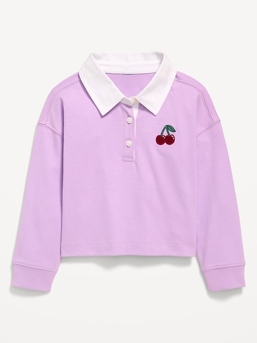 Image number 2 showing, Long-Sleeve Cropped Polo Top for Toddler Girls