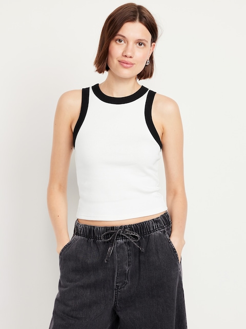 Camisole moulante à col montant - Noir