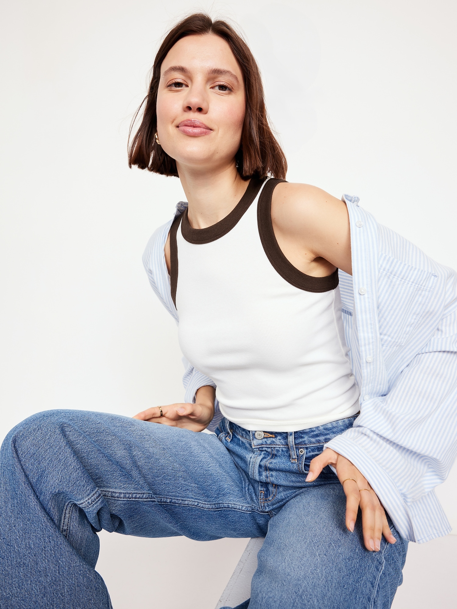 Snug High-Neck Tank Top